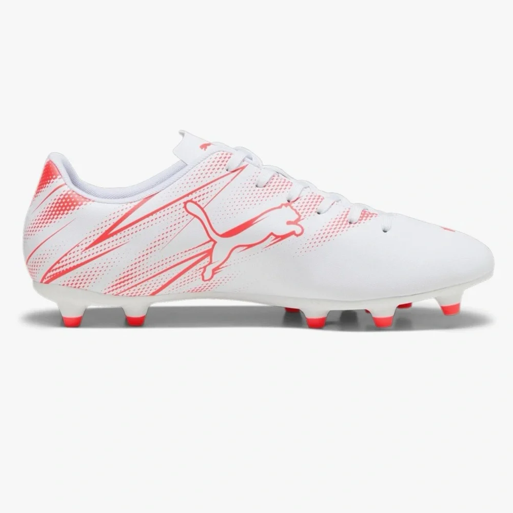 Puma, Men Size 11.5/ Men Size 12, Attacanto FG/AG, Puma White- Fire Orchid